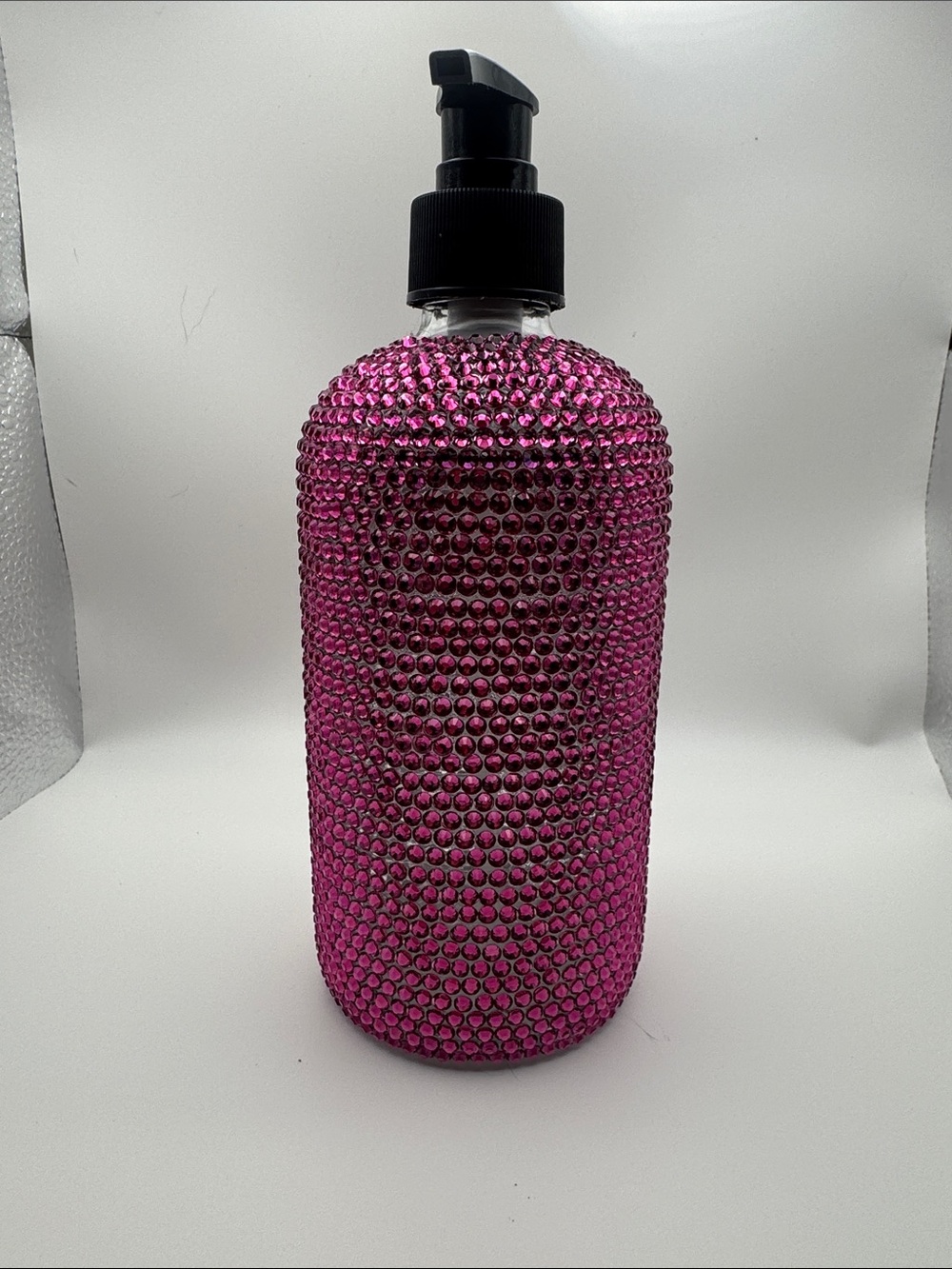 Source Unknown Pink Jeweled Soap Dispenser with Black Pump